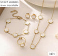 SET DE CADENA, PULSERA, ANILLO Y ARETES