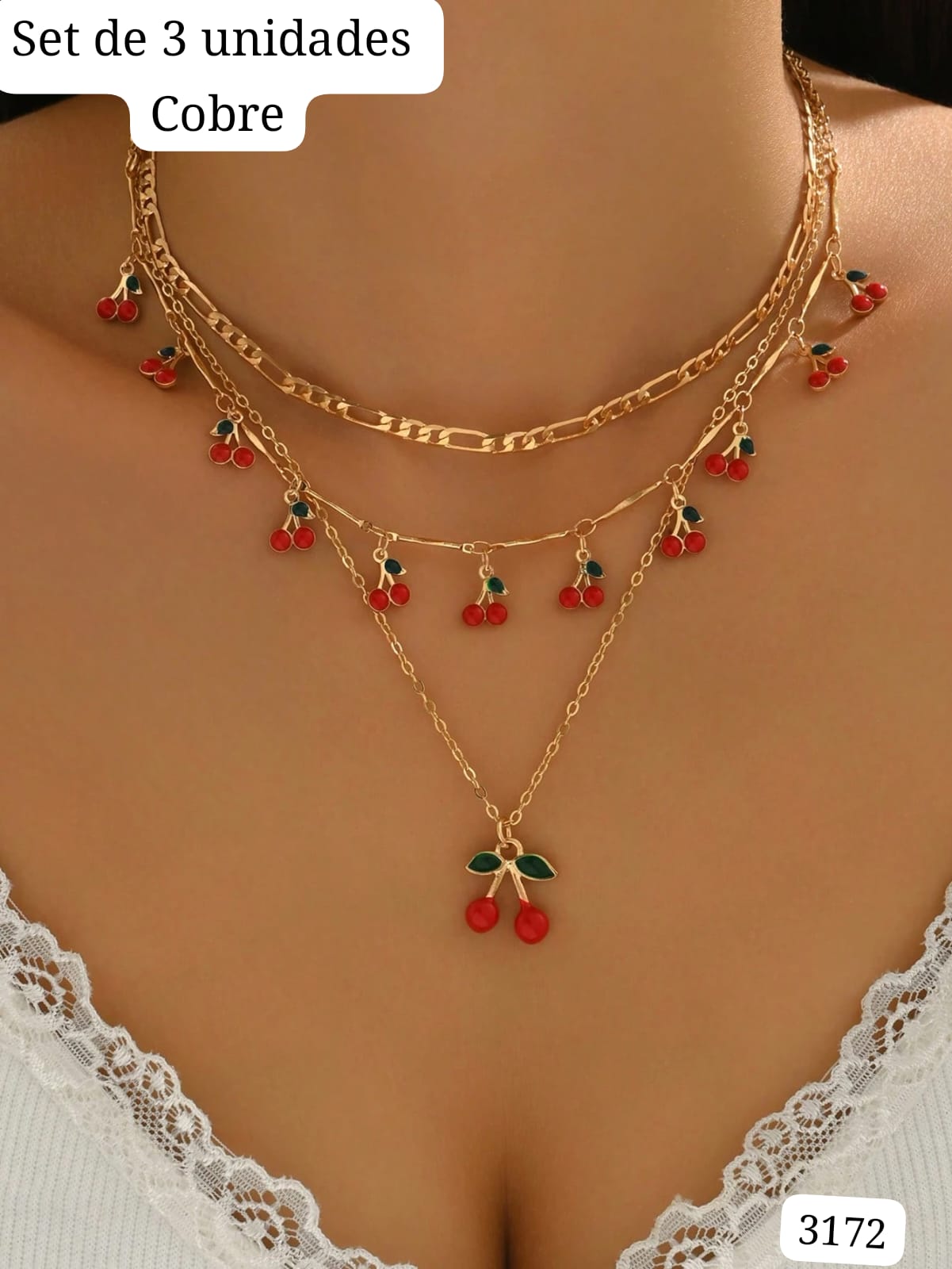 SET DE 3 CADENAS DE CEREZAS