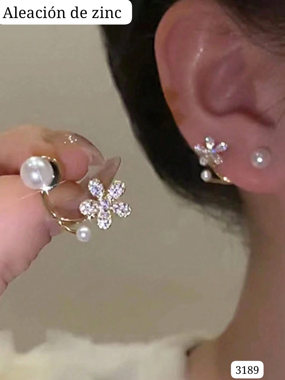 ARETES DE PERLA Y FLOR DE MUJER
