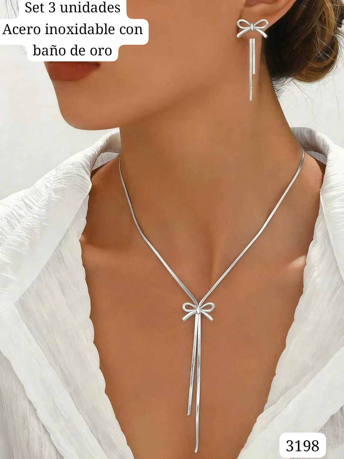 SET DE 3 UNIDADES DE JOYERIA PLATEADA