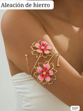 BRAZALETE CON FLORES ROSADAS