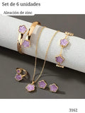 SET DE BRAZALETE, PULSERA, CADENA, ARITOS Y ANILLO