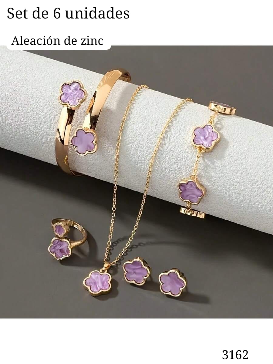 SET DE BRAZALETE, PULSERA, CADENA, ARITOS Y ANILLO
