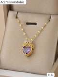 CADENA DE CORAZÒN MORADO Y CORONA