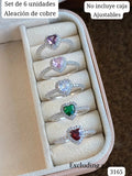 SET DE 6 ANILLOS CON CORAZON