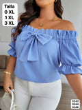 BLUSA CELESTE ESTILO CAMPESINO DE MUJER