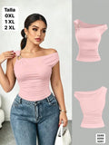 BLUSA ROSA MANGA CAIDA Y UNA MANGA CON DIJEN DE METAL DE MUJER