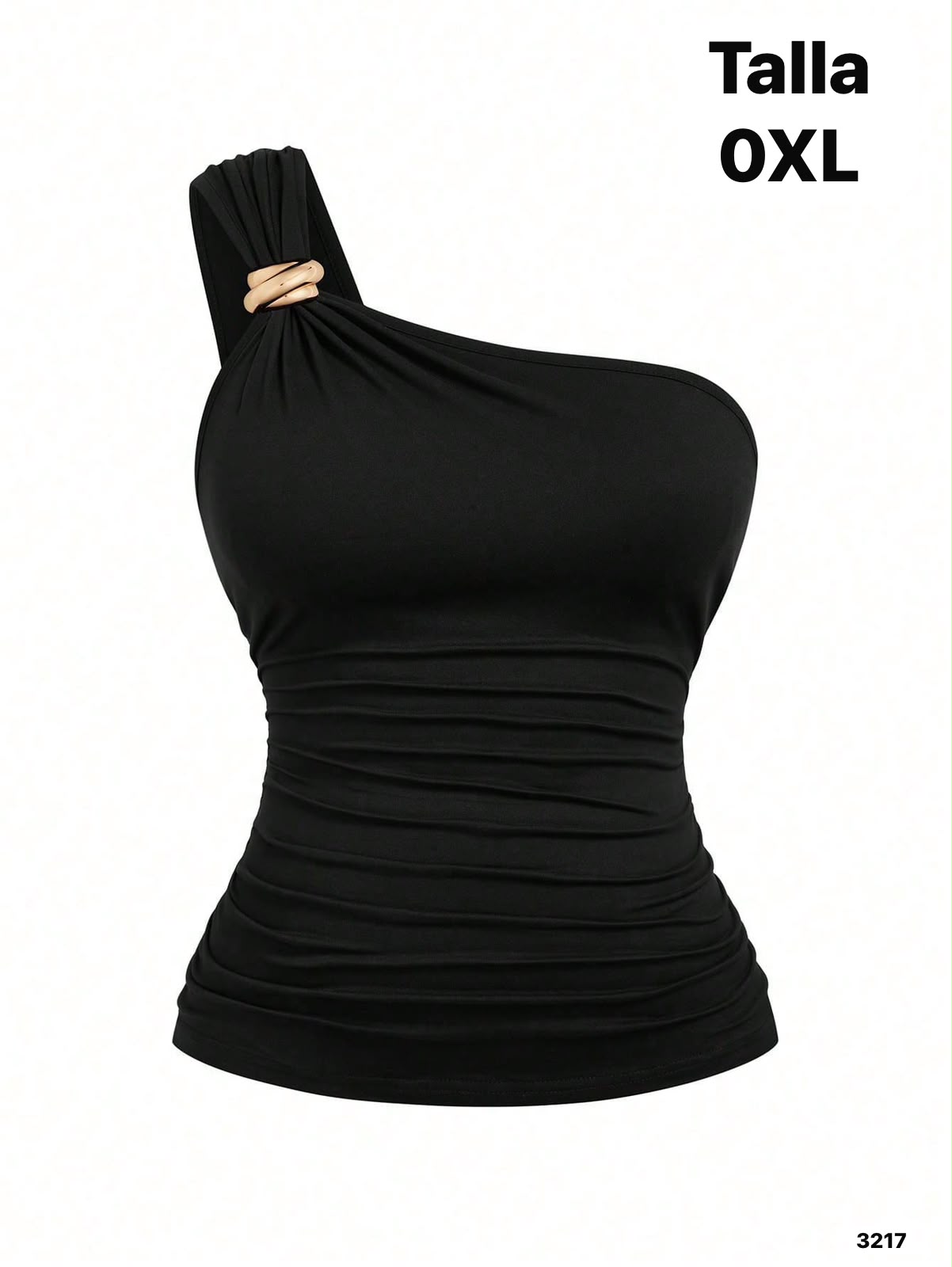 BLUSA NEGRA DE UNA MANGA CON DIJE DORADO DE MUJER