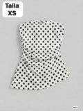 TOP BLANCO DE LUNARES NEGROS DE MUJER
