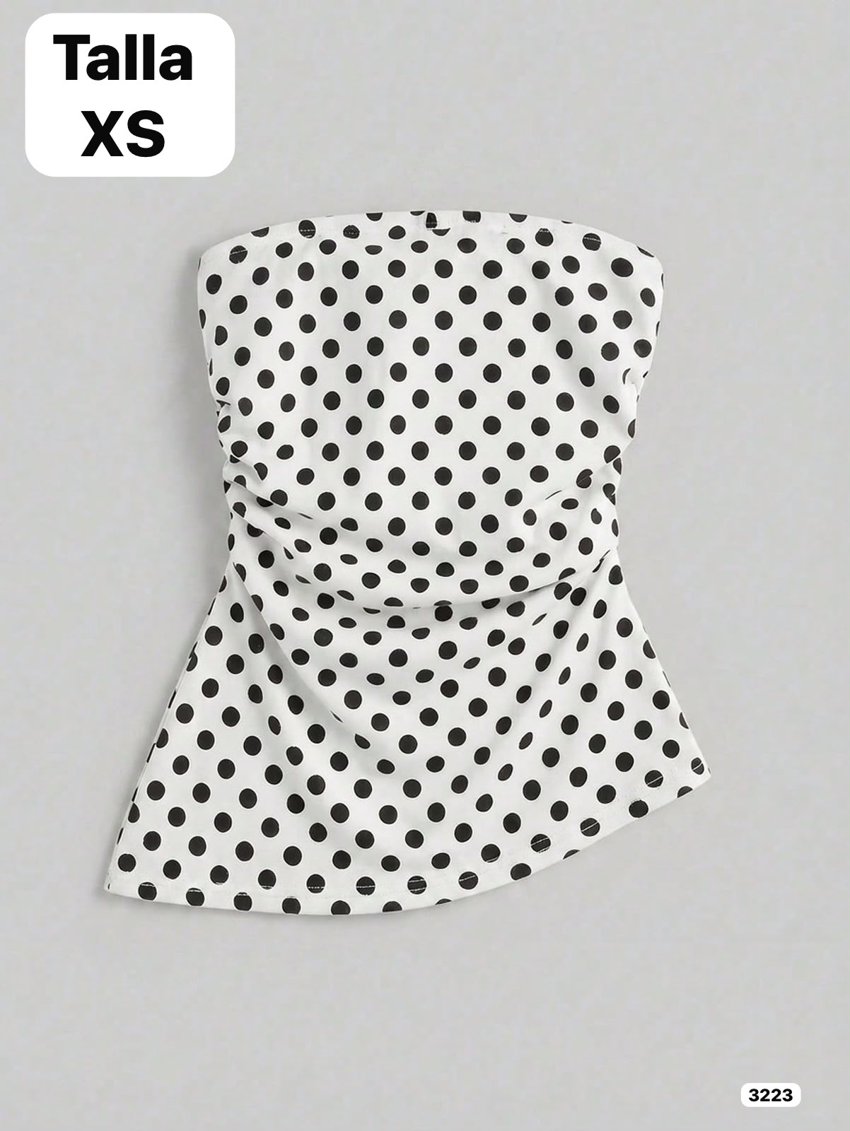 TOP BLANCO DE LUNARES NEGROS DE MUJER