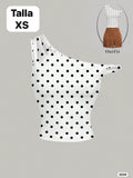 BLUSA TIRANTES DIAGONAL BLANCA Y LUNARES NEGROS