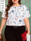 BLUSA BLANCA CON DISEÑO DE FLORES DE MUJER