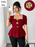 BLUSA ROJO VINO ESCOTE CUADRADO DE MUJER