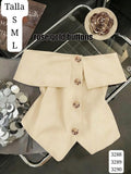 BLUSA CREMA CAMPESINA CON BOTONES DORADOS DE MUJER