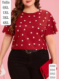BLUSA ROJA CON CORAZONES BLANCOS DE MUJER