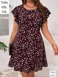VESTIDO ROJO VIOLETA DETALLES DE MANCHAS DE MUJER