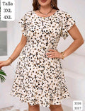 VESTIDO BEIGE DETALLES DE MANCHAS DE MUJER