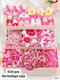 616 PIEZAS DE ACCESORIOS ROSADOS DE CABELLO