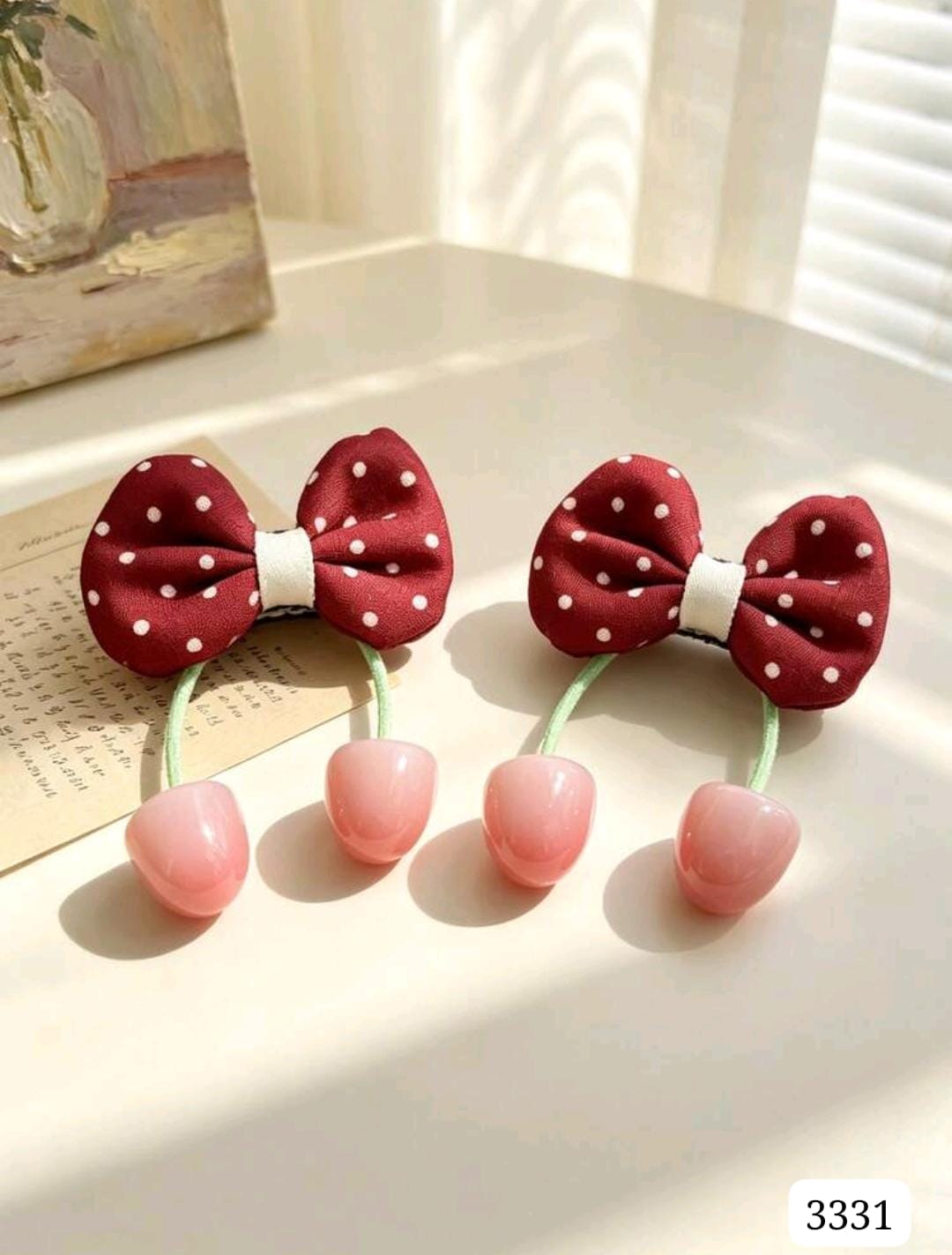 SET DE GANCHOS CON CEREZAS ROSA PALIDO
