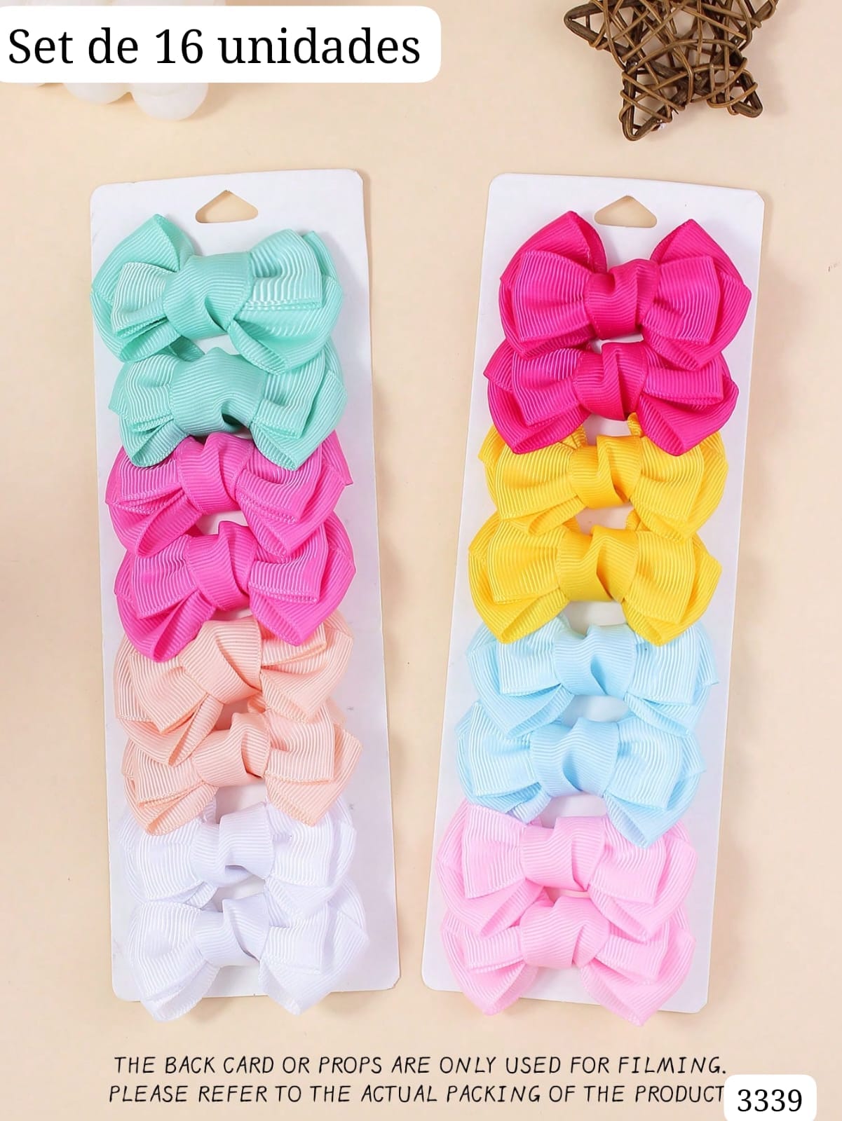 SET DE 16 PIEZAS DE GANCHOS DE COLORES DE PELO