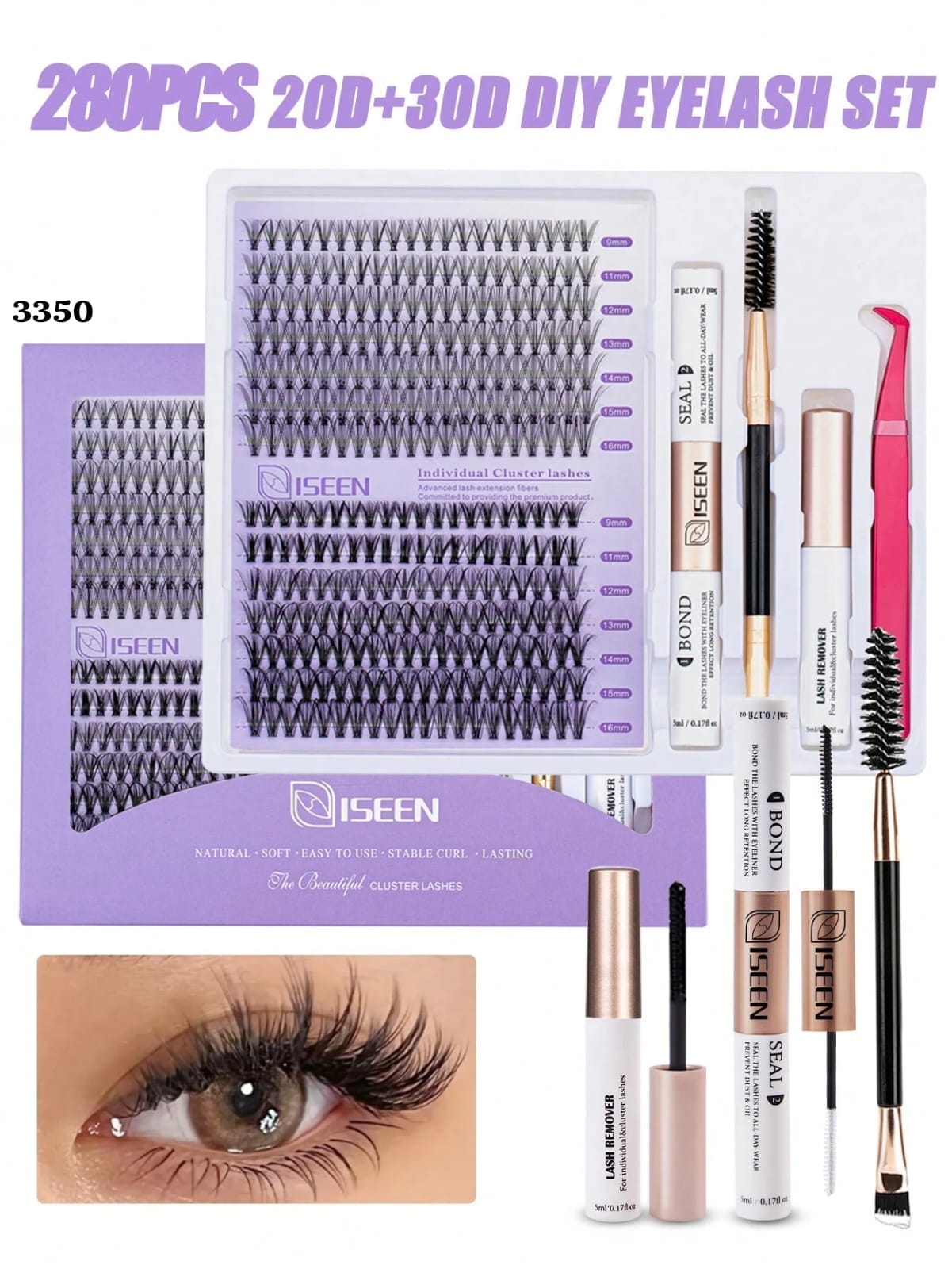 SET DE PESTAÑAS CAJA MORADA