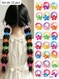 SET DE 12 PIEZAS DE COLITAS CON FLORES DE COLORES