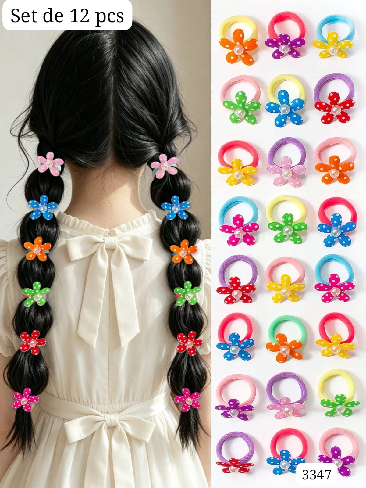 SET DE 12 PIEZAS DE COLITAS CON FLORES DE COLORES