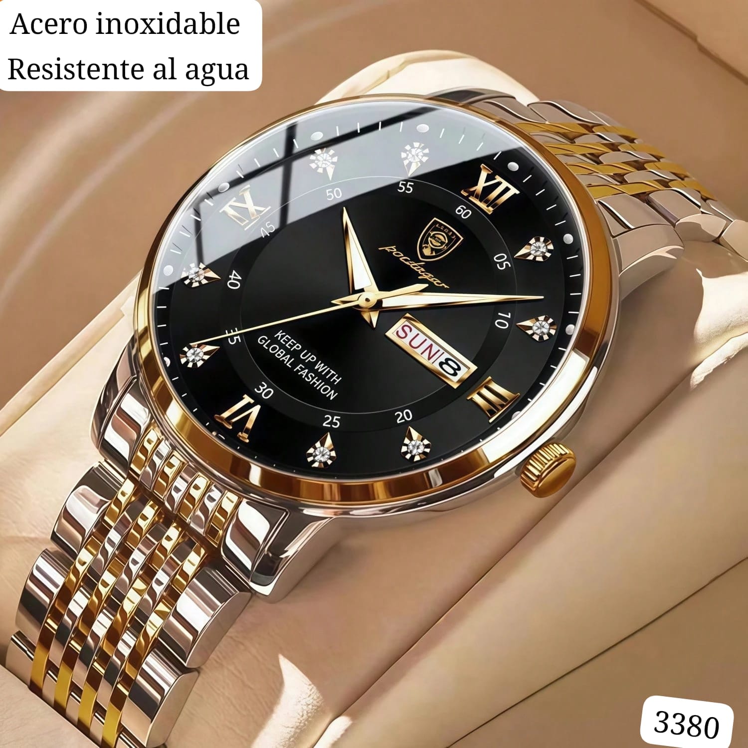 RELOJ PLATEADO CON DORADO DE HOMBRE
