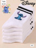 4 PARES DE CALCETAS ALTAS BLANCAS DE STICH