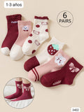 6 PARES DE CALCETAS EN TONOS ROJO VINO