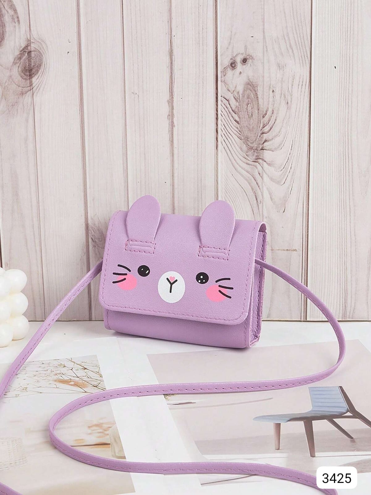 CARTERA MORADA DE GATO PARA NIÑA