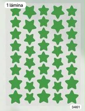 1 LAMINA DE PARCHES DE ESTRELLITAS VEREDE