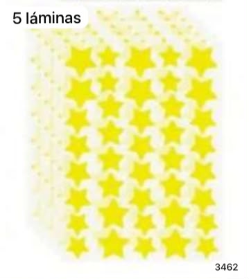 5 LAMINAS DE PARCHES DE ESTRELLITAS AMARILLAS