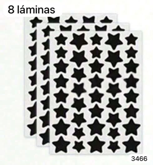 8 LAMINAS DE PARCHES DE ESTRELLITAS NEGRAS