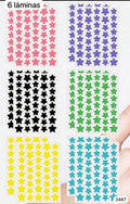 6 LAMINAS DE PARCHES DE ESTRELLITAS DE COLORES