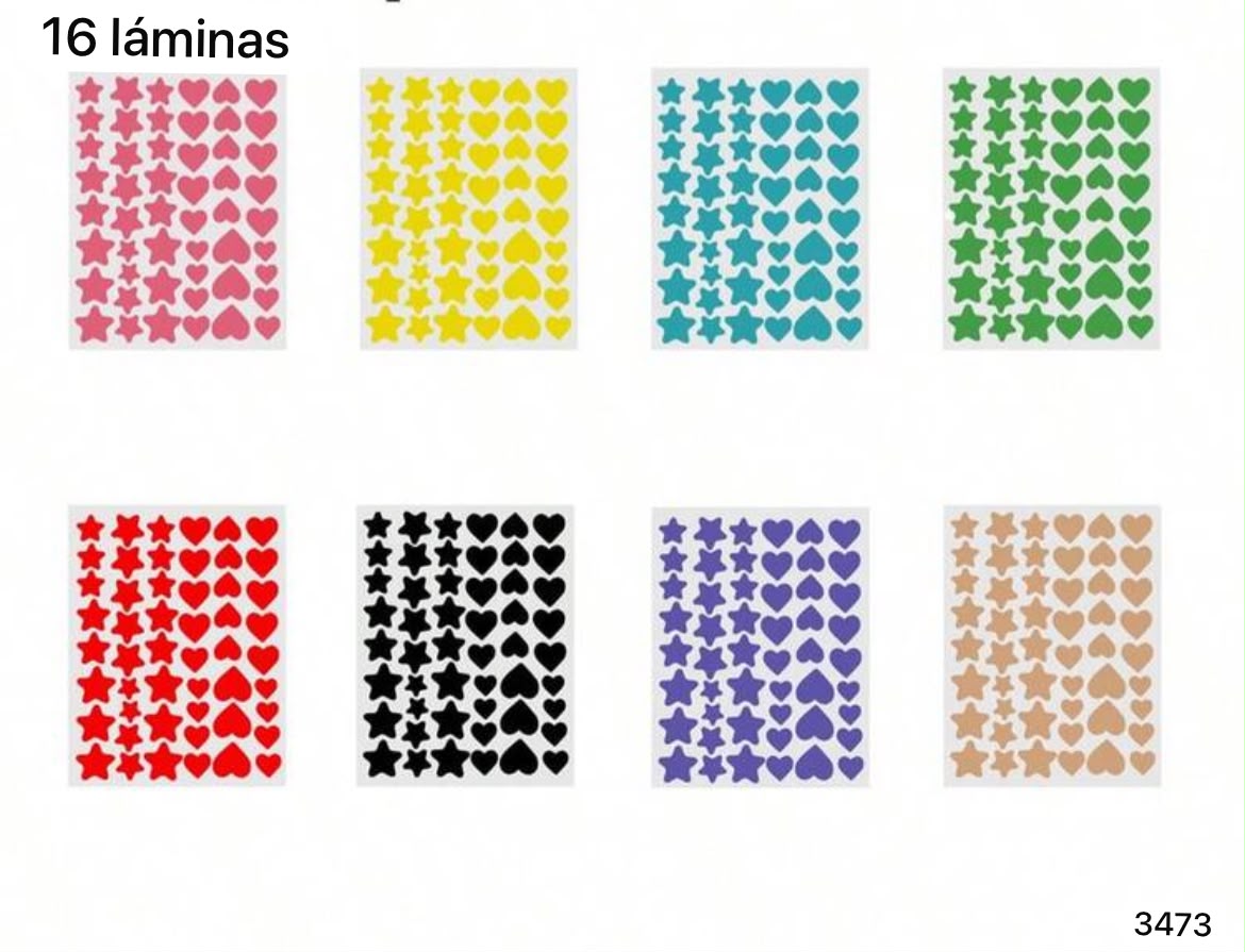 16 LAMINAS DE PARCHES DE COLORES