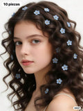 10 PIEZAS DE CLIPS DE FLORES CELESTES PARA CABELLO