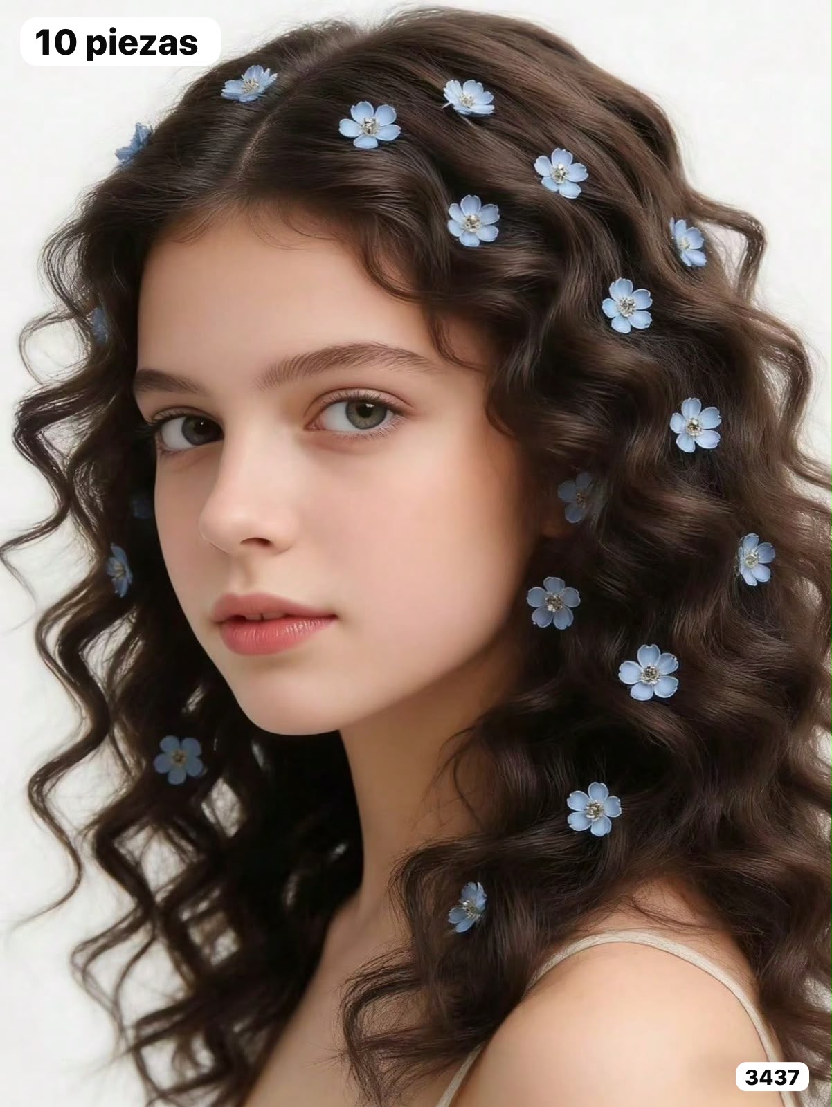 10 PIEZAS DE CLIPS DE FLORES CELESTES PARA CABELLO