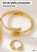 SET DE BRAZALETE Y ANILLO DORADO