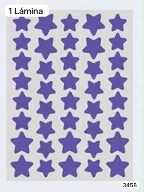 1 LAMINA DE PARCHES DE ESTRELLITAS MORADAS