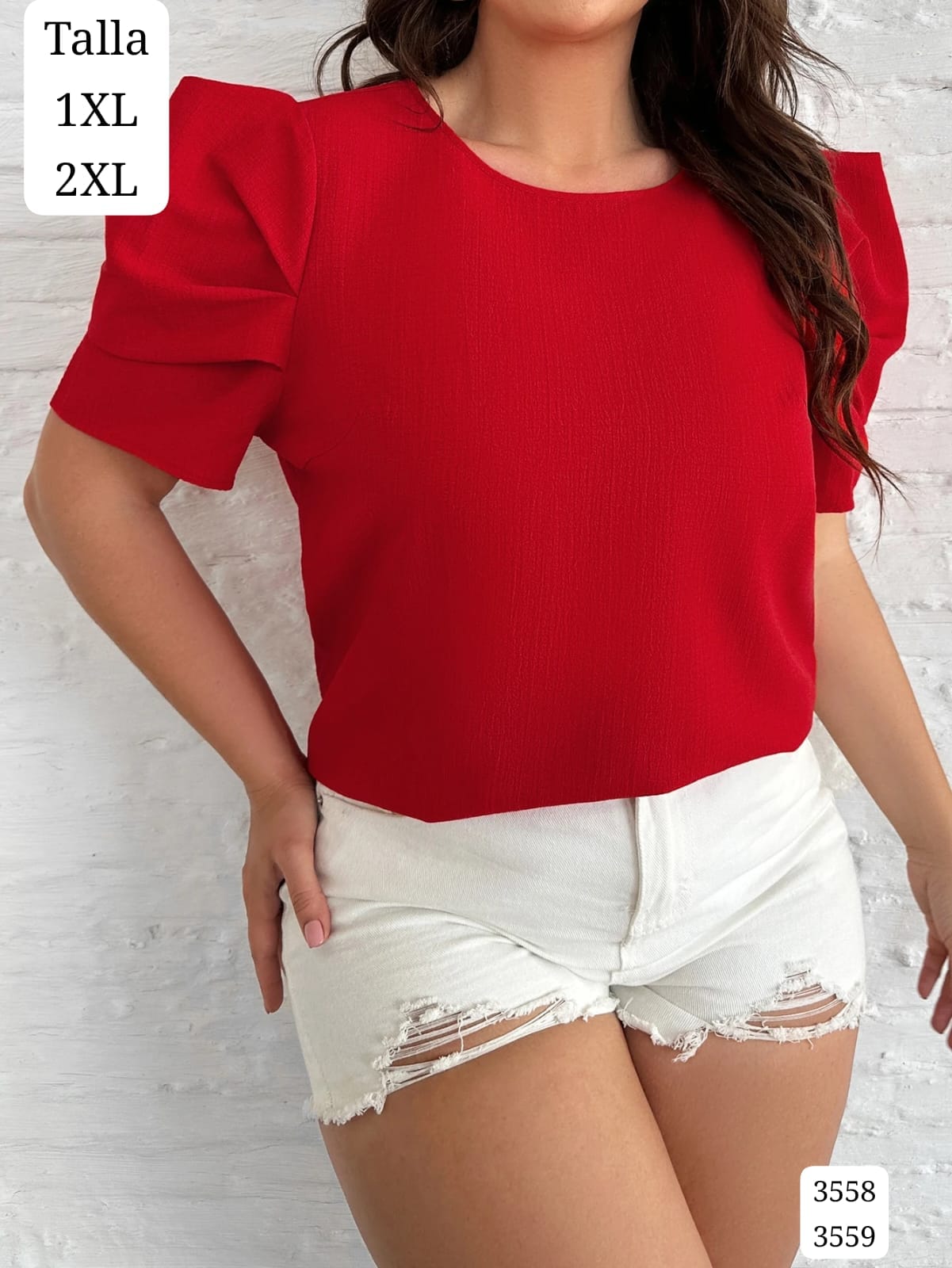 BLUSA ROJA MANGAS GRANDES DE MUJER