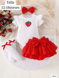 MAMELUCO BLANCO Y FALDA ROJA DE NIÑA