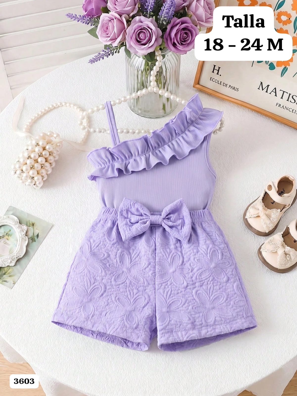 MONO MORADO DE SHORT DE NIÑA
