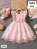 VESTIDO ROSA PALIDO CON DETALLES DE MARIPOSAS DE NIÑA