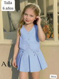 CONJUNTO CELESTE DE FALDA DE NIÑA