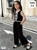 CONJUNTO DE CAMISA NEGRA Y PANTALONETA NEGRA DE NIÑA