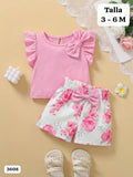 CONJUNTO DE CAMISA ROSA Y SHORT DE NIÑA
