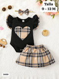CONJUNTO DE MAMELUCO NEGRO Y FALDA DE NIÑA