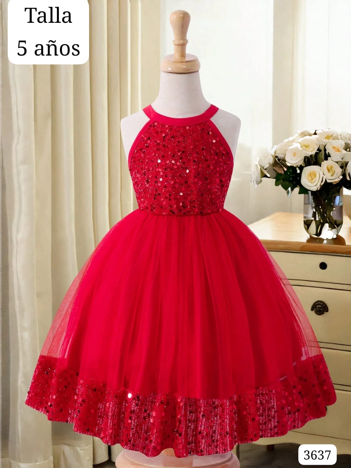 VESTIDO ROJO SIN MANGAS DE NIÑA