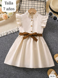 VESTIDO BEIGE DE BOTONES DE NIÑA